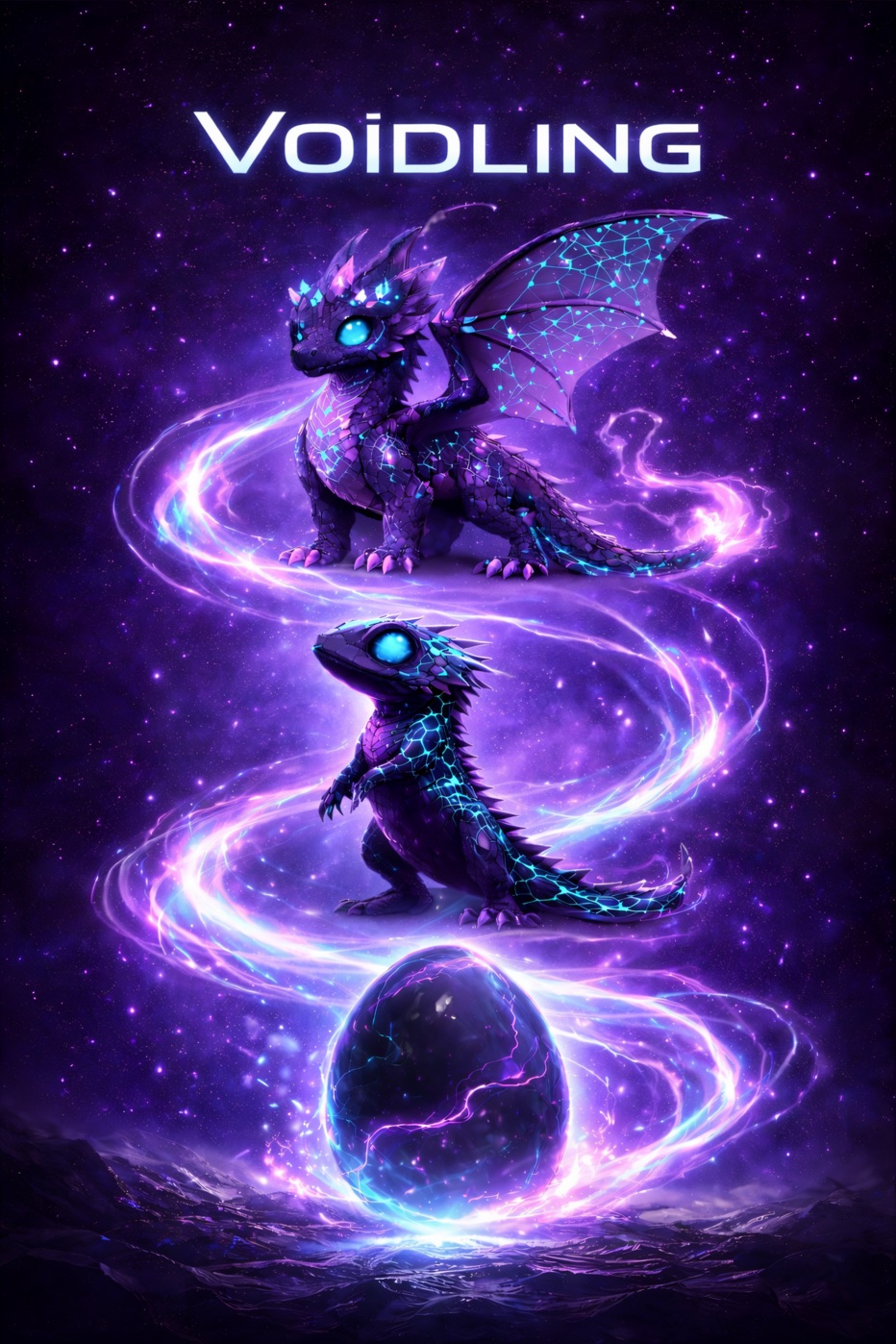 Voidling creatures evolving through cosmic stages